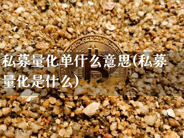 私募量化单什么意思(私募量化是什么)_https://www.czytfl.com_期货走势_第1张